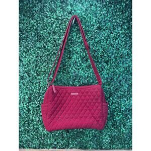 Vera Bradley Red Cotton Quilted Handbag Purse Womens Crossbody Bag